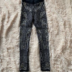 Hervé Leger gold, black and white leggings